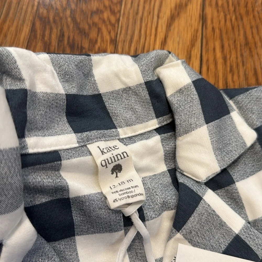 NWT Kate Quinn blue check toddler blazer jacket bamboo kids fall Thanksgiving